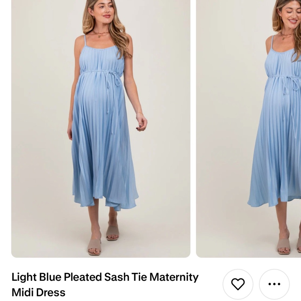 Pinkblush Light Blue Pleated Maternity Midi Dress